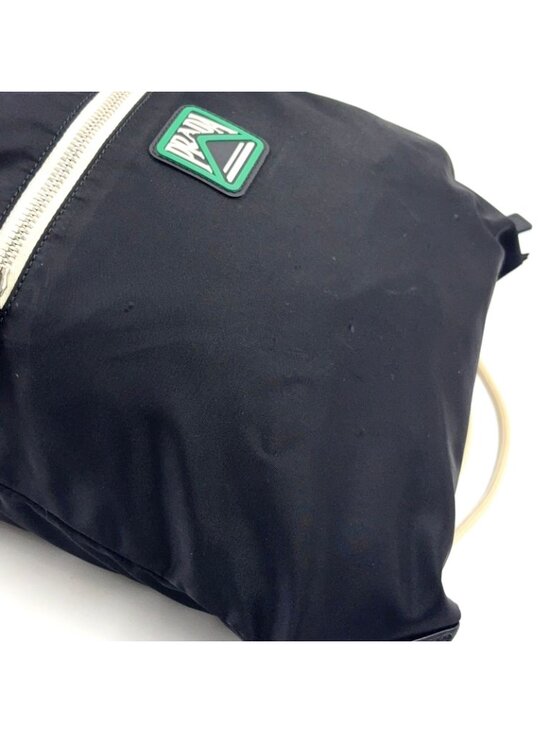 Prada Tessuto Leather Nylon Black Backpack Silver main image 11